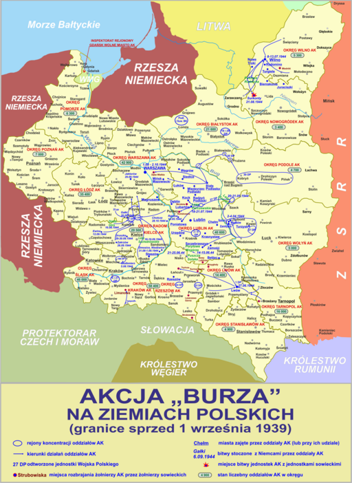 Akcja Burza 1944 zorganizowana ptrzez Armie Krajową/ Ak
